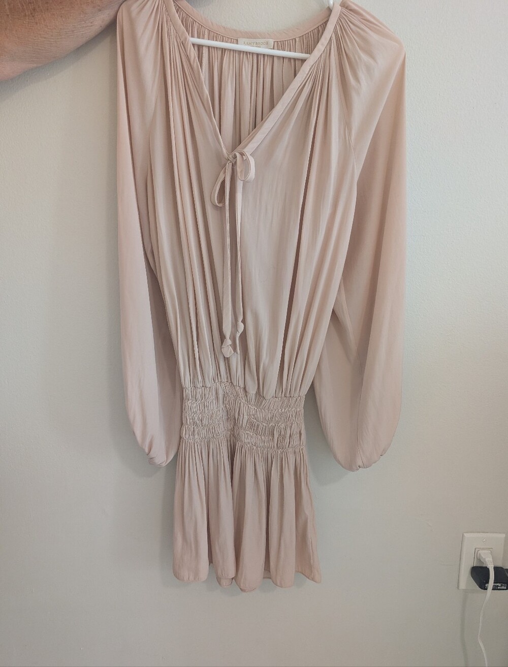 Ramy Brook Blush Tie-Neck Mini Dress